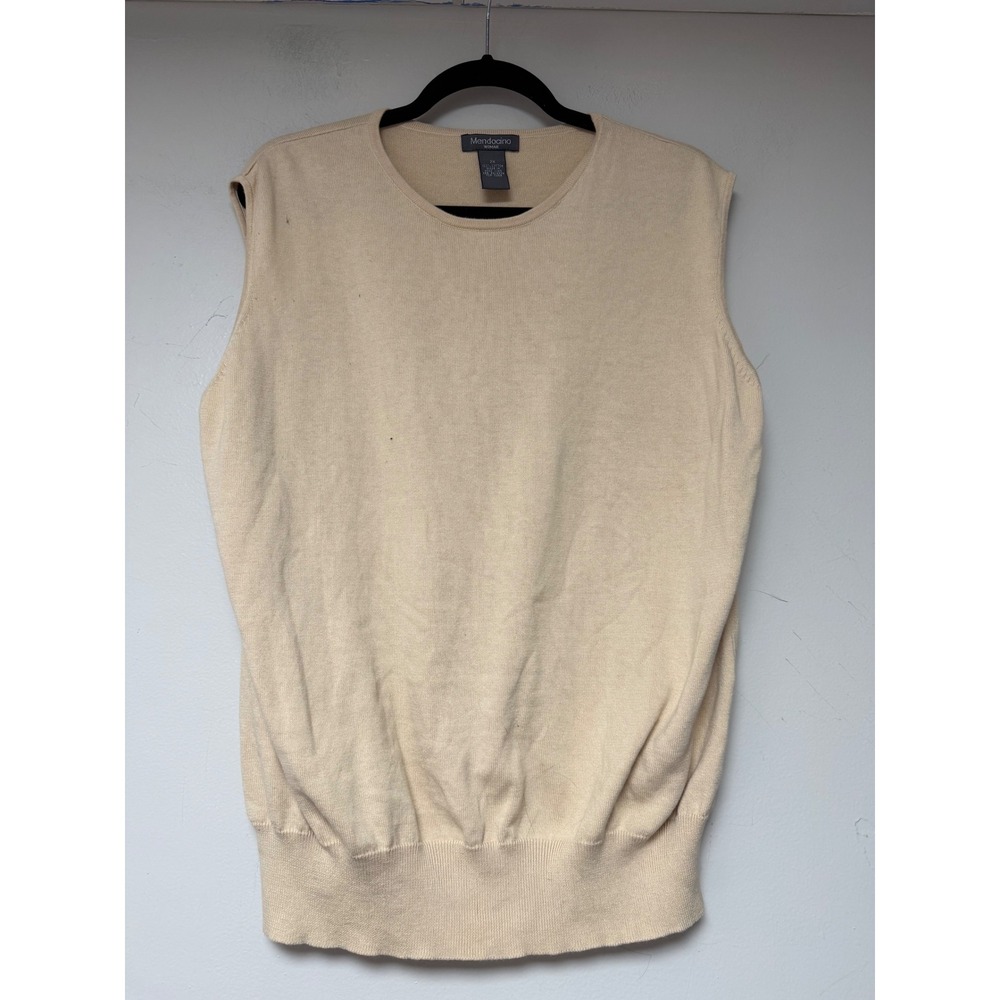 Mendocino Woman Beige Cotton Knit‎ Sleeveless Vest Top Sweater 2X